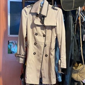 Trench Coat with Leather Details